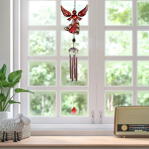 BAOPAI Elegant Handcrafted Iron Metal Wind Chime with Delicate Glass Ornaments for Courtyard Balcony and Porch Outdoor Decor