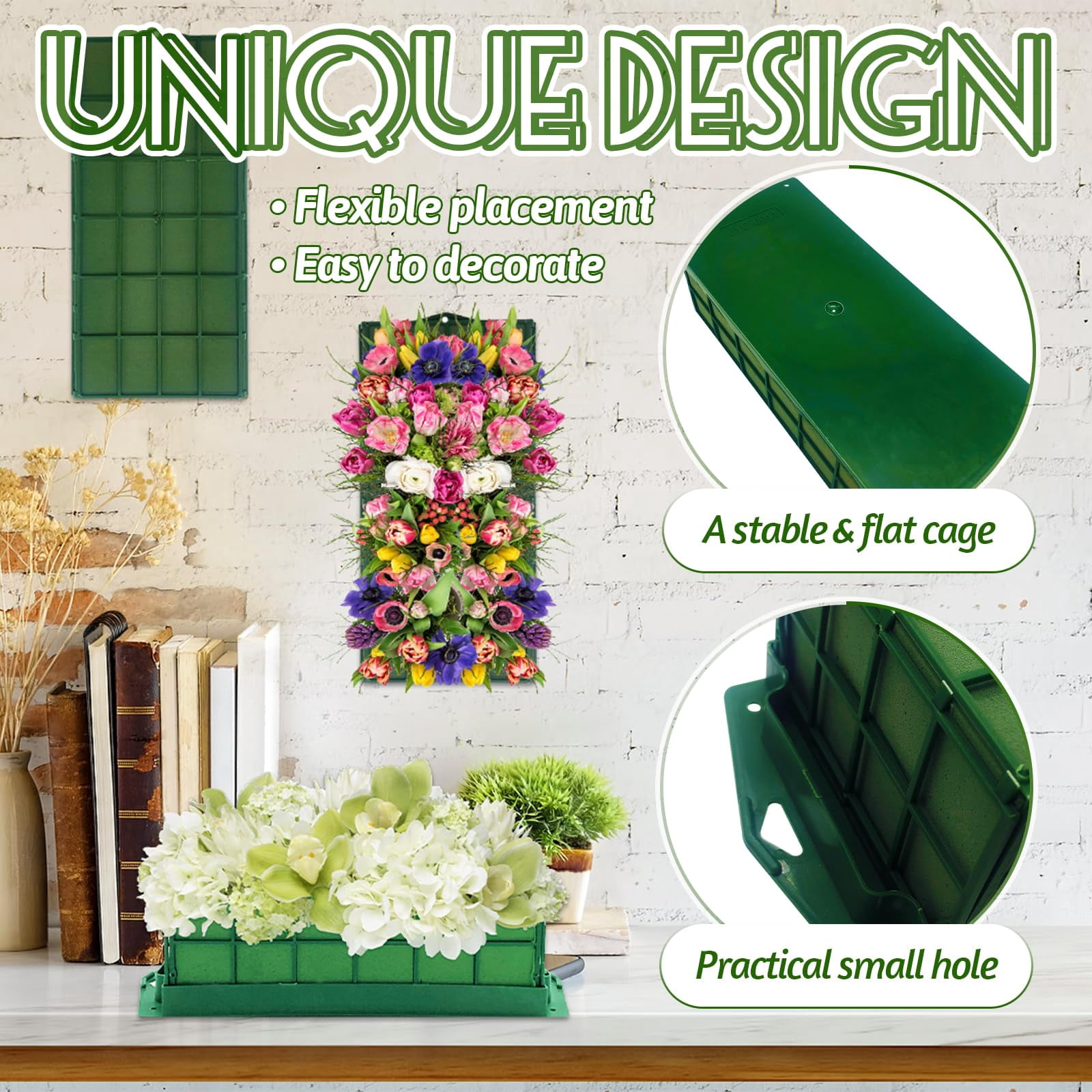 2 Pieces Floral Foam Cage, Flower Arrangements Supplies With Rectangle Holder, Bricks for Fresh Flower Wedding Holiday Decorations