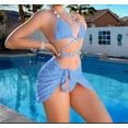 thumbnail image 4 of Njoeus 3 piece Swimsuit for Women Halter Bras Triangles Bikini Sets Beach Swimwear Bathing Suit with Cover Up Skirt Set, 4 of 7