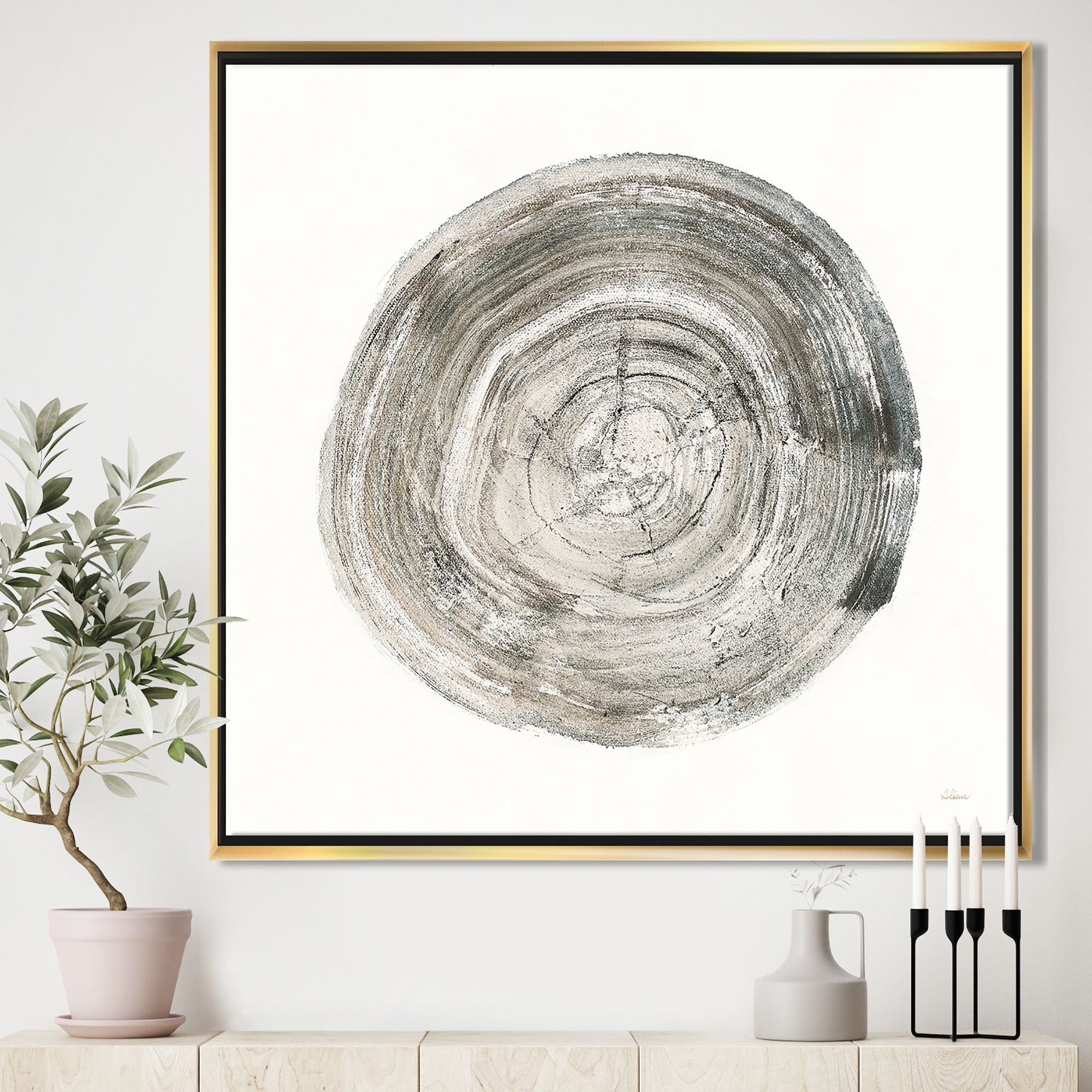 Designart ' Circle natural elements IV ' Farmhouse Framed Canvas