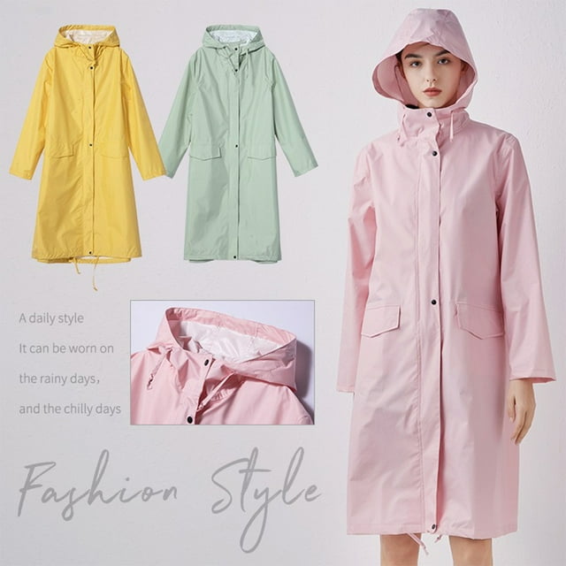 Baohd Imperméable Long pour Femmes et Hommes, Veste de Pluie Fine avec Capuche, Vêtements de Pluie pour Randonnée en Plein Air, Cyclisme, Rose Rouge TTG