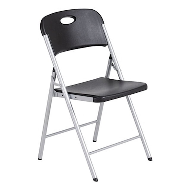 silla plegable negra estructura de metal