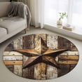 thumbnail image 3 of 3.3ft Washable Round Rug, Retro Star Non-Slip Circle Area Rug for Entryway Bedroom, Country Shabby Texas Stars Mottled Old Wood Grain Indoor Accent Floor Mat for Home Decor, 3 of 9