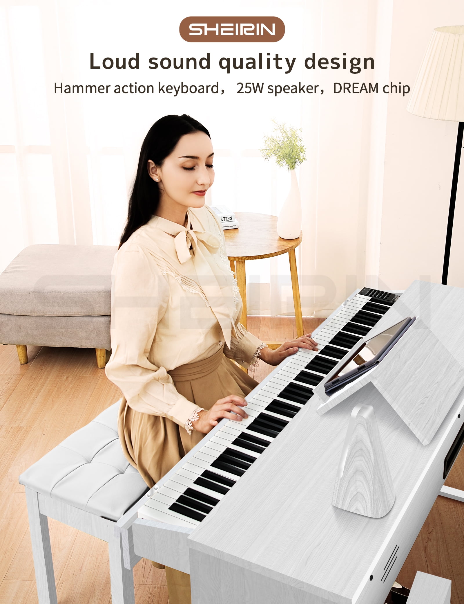 SHEIRIN 88 Keys Full Size Electronic Digital Piano, Weighted SHEIRIN 88 Keys Full Size Electronic Digital Piano, Weighted
