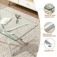 thumbnail image 3 of GZXS Modern Glass Coffee Table for Living Room, Clear Tempered Glass Top with Sleek Silver Metal Legs, 39" Rectangle Accent Table, 3 of 7