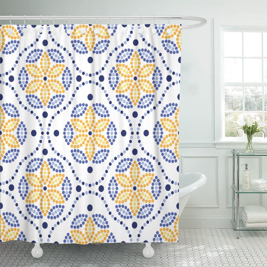 PKNMT Traditional Portugal Azulejos Inspired for Wall and Floor Home Shower Curtain 60x72 inches