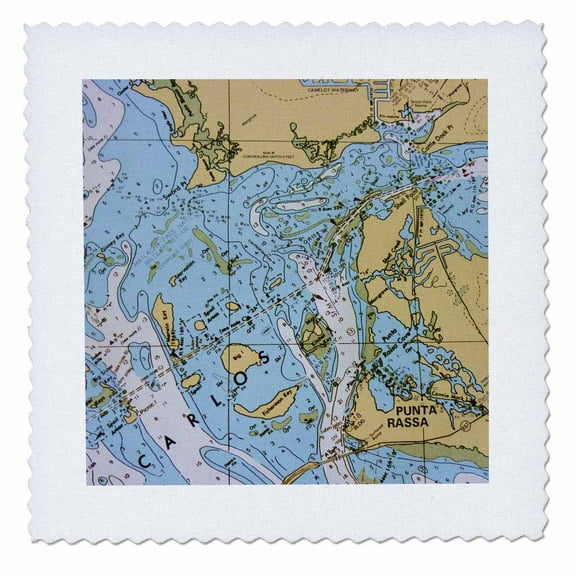 3dRose, Nautical Chart I, 10x10 inch quilt square