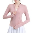 thumbnail image 2 of IHengLiXing Women's Winter Jackets in Women Clothing Sporty Women's Autumn-Winter Casual Solid Color Long Sleeve Zippered Collar-High Slim Fit Sports Top Pink XL, 2 of 9