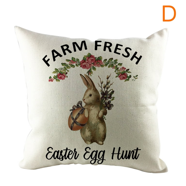 Aurigate Spring Easter Pillow Covers 18x18 Set of 4, Rabbit Bunny Decorative Throw Pillow Covers, Farmhouse Outdoor Pillowcase Holiday Linen Cushion