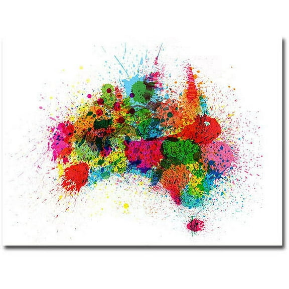 Trademark Art "Australia Paint Splashes" Canvas Wall Art by Michael Tompsett