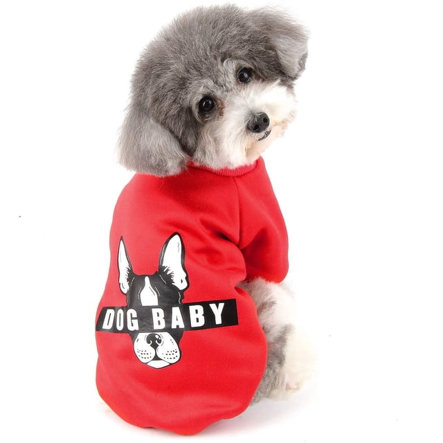 Abrigo de invierno para perros pequeños, suéter de algodón, sudadera acolchada, abrigo para cachorros, abrigo para perros/gatos, Yorkshire/Chihuahua, rojo, talla S