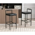 thumbnail image 3 of EALSON Modern Bar Stools Set of 4 Leather Upholstered Bar Height Barstools with Low Back and Metal Frame 30 Inch Couter Tall Bar Chairs Industrial Island Chairs for Kitchen/Pub, Black, 3 of 14