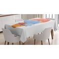 thumbnail image 1 of Colorful Tablecloth, Mother and Baby Elephants Flying with a Hot Air Balloon Watercolor Cartoon Print, Rectangular Table Cover for Dining Room Kitchen, 52 X 70 Inches, Multicolor, by Ambesonne, 1 of 3