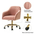 thumbnail image 4 of Velvet Office Desk Chair Makeup Vanity Table Chairs Adjustable Armchair Gold Legs Pink, 4 of 12