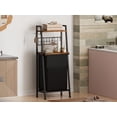 thumbnail image 4 of MX-Laundry Hamper, Vertical Laundry Basket with 2 Tiers Wooden Shelf and Hooks, Clothes Hamper with Pull-Out and Removable Bag for Bathroom, Bedroom, Dorm, 13.21 Gallons (50L), 4 of 9