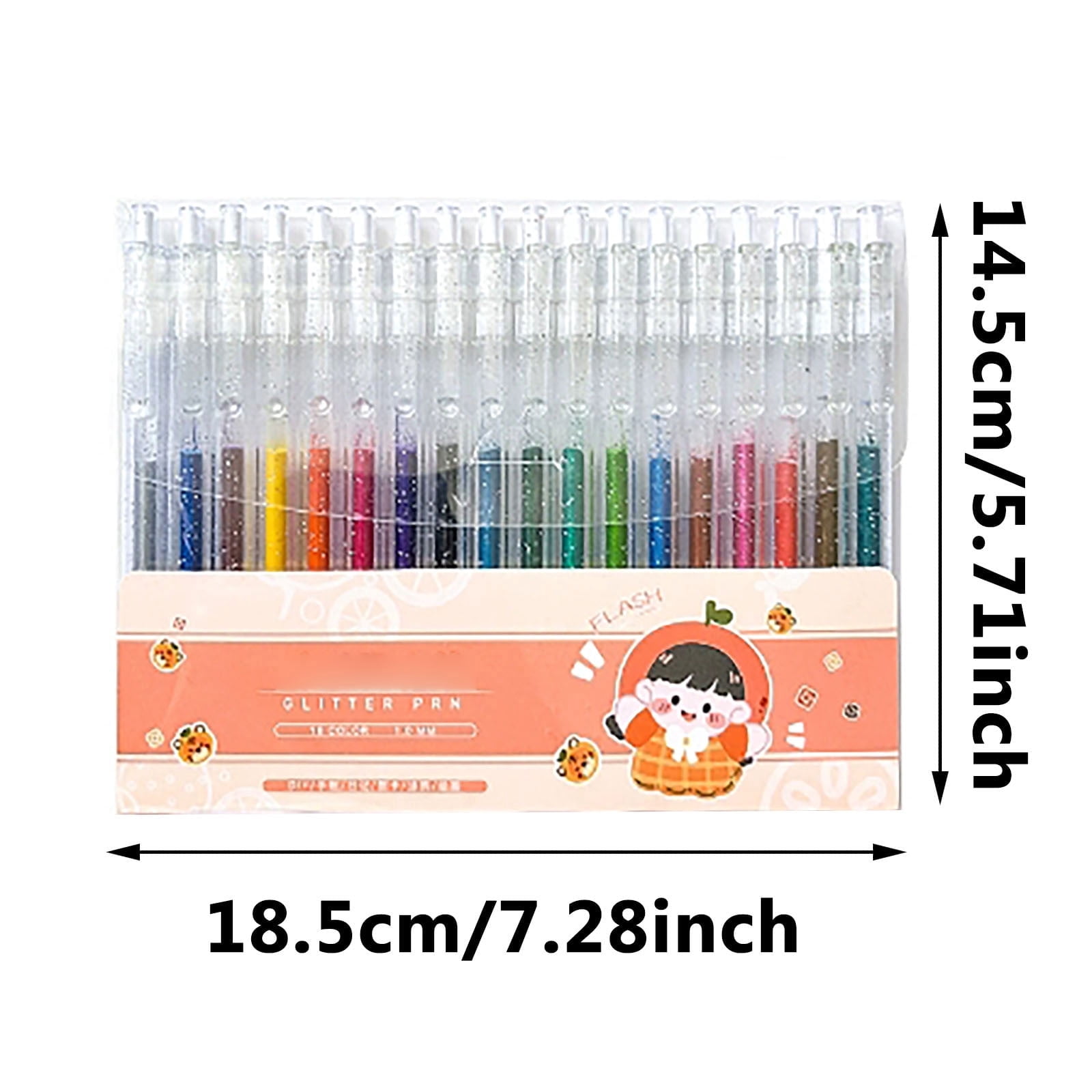 XQWJWLA Set of 2 Glitter Gel Pens, 18 Colors Metallic Vibrant Sparkle Pen for Coloring Journaling Drawing Doodling Colored Pen Colored Gel Pens Fun Pens, Retractable, 0.8mm