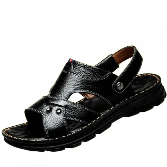 Men's Leather Flat Sandbeach Sandals Casual Slipper Shoes