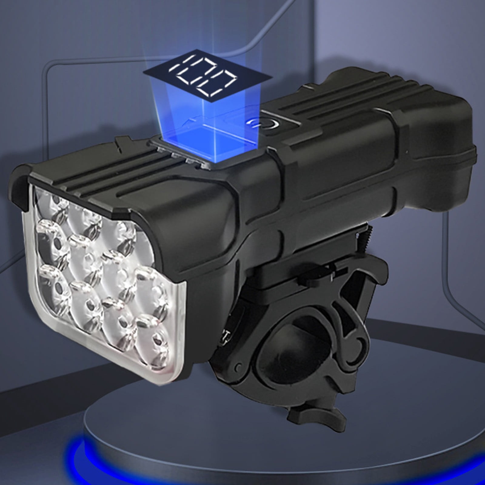 Rechargeable LED Headlamp with 5 Modes, 1200mAh Battery, Digital Display, USB-C Charging, Power Bank Function, 6 Horn Sounds, IP65 Waterproof for Outdoor Emergency Use