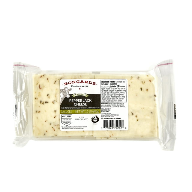 (8 Pack) Bongards Pepper Jack Cheese Slices, 1.5 oz.