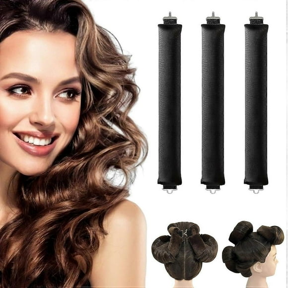 3Pcs Heatless Curls Overnight, Overnight Curls Blowout Rodswith Hook, No Heat Curlers
