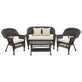 thumbnail image 4 of Jeco 4pc Espresso Wicker Conversation Set - Ivory Cushion, 4 of 5
