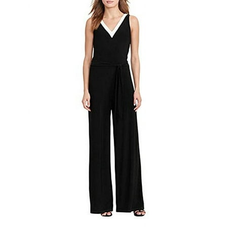 Lauren Ralph Lauren Petite Jersey Wide-Leg Jumpsuit (Polo Black, PXS)