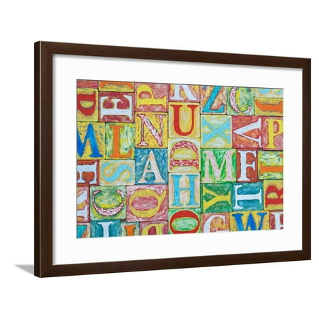 Collage Made of Colorful Alphabet  Letters  Framed Print 