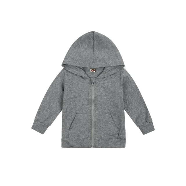 Fortune 0-6 Y Toddler Hooded Sweatshirt Spring Long Sleeve Solid Color Zipper Coat