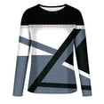 thumbnail image 4 of yievot Women's Casual Geometry Printed T-Shirt Long Sleeve Blouse Round Neck Tops, 4 of 5