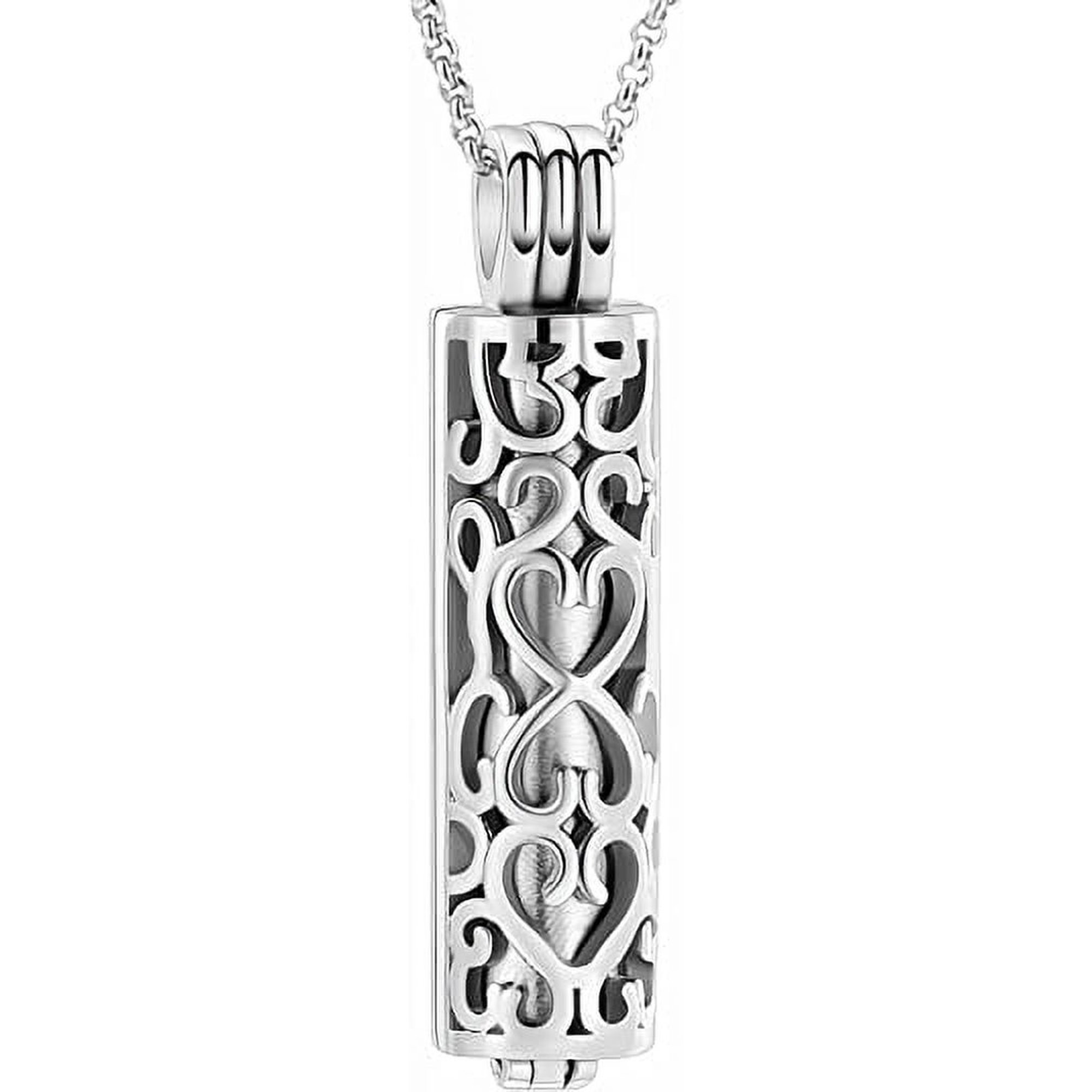 Cylinder Cremation Urn Necklace for Ashes for Women Men Cremation Jewelry Urn Pendant with Hollow Urn Memorial Keepsake Jewelry for Ashes