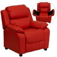 thumbnail image 2 of Emma + Oliver Deluxe Padded Red Vinyl Kids Recliner with Storage Arms, 2 of 13