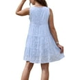 thumbnail image 3 of INSPIRE CHIC Gingham Dress for Women Sundress Sleeveless Plaid Flowy Swing Tiered Short Dresses S Light Blue, 3 of 6