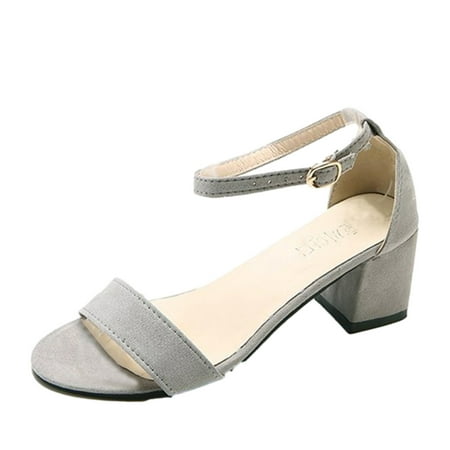 Fesfesfes Slandals for Women Summer Shoes Buckle Strap Square Heels Open Toe Breathable Sandals Party Shoes
