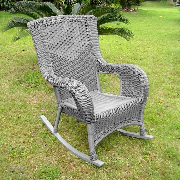 International Caravan San Tropez Resin Wicker/ Aluminum Rocking Chair, Weathered Grey
