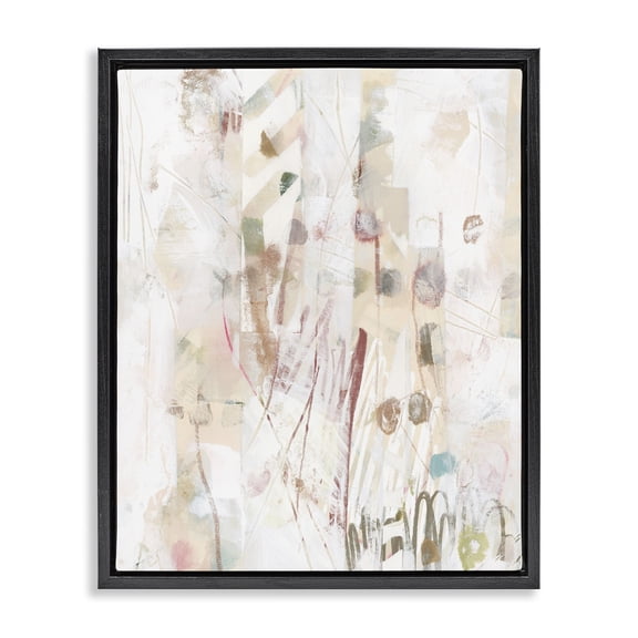 Stupell Industries Contemporary Soft Neutral Pattern Black Floating Frame Canvas Art, 25 x 31, by June Erica Vess