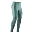 thumbnail image 2 of Men's Dry Fit Compression Baselayer Pants Running Tights Leggings with High Waist and Side Phone Pocket Green XL, 2 of 3