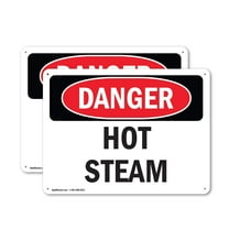 (2 Pack) Hot Steam OSHA Danger Sign 24 Inch X 18 Inch Indoor / Outdoor Rust-Free Aluminum Metal Signs for Workplace, Workshop, and Construction Site, Made in the USA