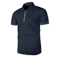 thumbnail image 4 of Bibifish Mens Zip Up Polo Shirt Collar Waffle Knit Lightweight Stretch Tshirts Breathable Wrinkle Resistant Undershirt Business Casual Daily Wear Tops, 4 of 5
