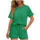 thumbnail image 1 of TaTaai Women's Short Sleeve Top and Shorts Set Round Neck Design Elastic Waist Shorts with Pockets Solid Color Casual Two Piece for Summer Daily Activities Gift, 1 of 5