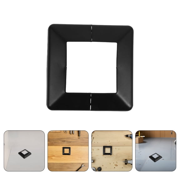 Tineasur 6-Pack Black Plastic Deck Post Base Covers - UV Resistant Decorative Fence Post Skirts for Outdoor