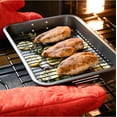 thumbnail image 4 of Chef Pomodoro Nonstick Carbon Steel Roasting Pan Roaster with Flat Rack, 16 x 11-Inch, Large, Grey, Bakeware Rectangular Oven BBQ Baking, 4 of 8