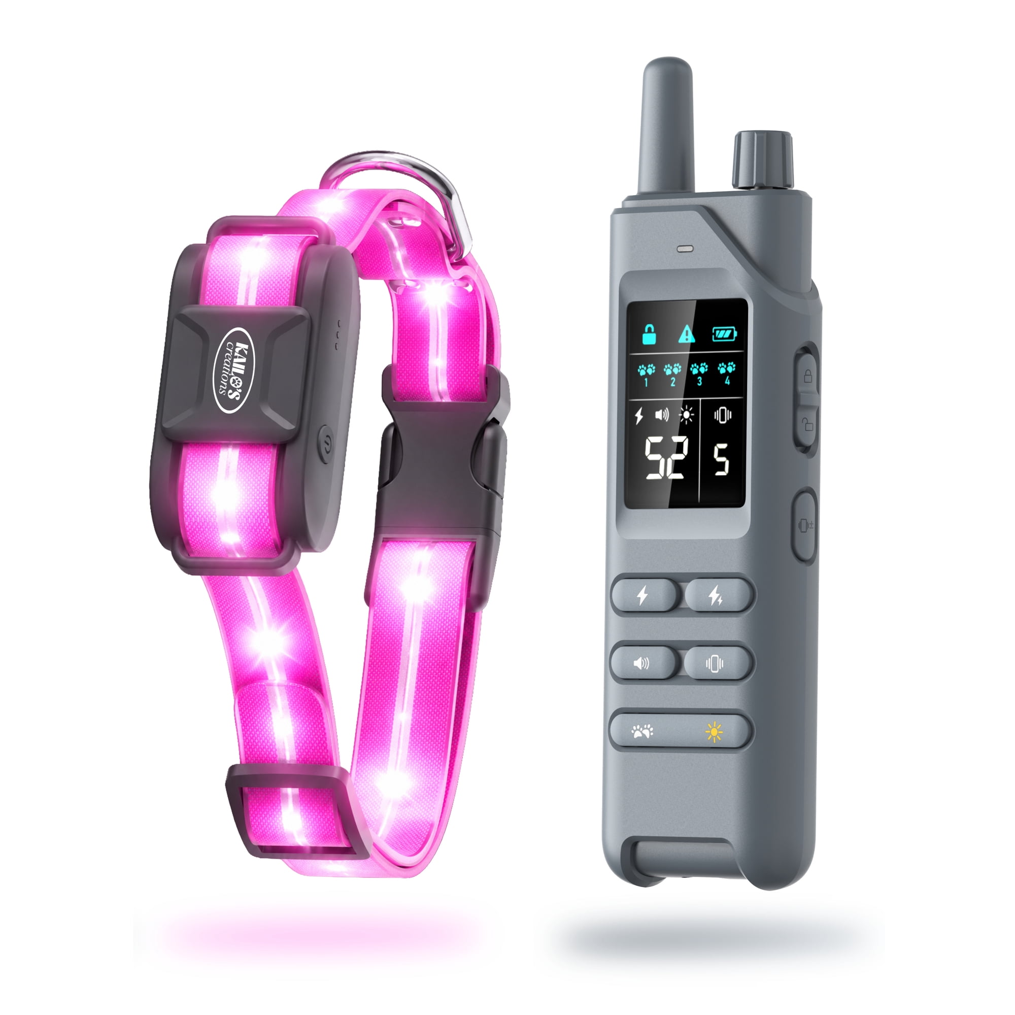 Dog Training Collar with 360° LED Lights – 4200FT Collar with Remote IPX8 Waterproof Beep/Vibration/Static Stimulation Modes Rechargeable E-Collar for Dogs