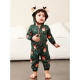thumbnail image 3 of Family Christmas Pajamas, Long Sleeve Hooded Deer Print Zipper Closure Jumpsuit Loungewear, 3 of 10