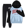 thumbnail image 3 of lnmuld 2 Piece Girls Boys Outfits Autumn Winter Casual Outfit Set with Letter Print Hooded Sweatshirt and Long Sleeve Pants Size:3-4 Years, 3 of 5