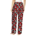 thumbnail image 3 of Goofa Red Floral Printed Soft Pajama Pants for Women, Wide Leg Comfy Casual Lounge Yoga Pants-Large, 3 of 9