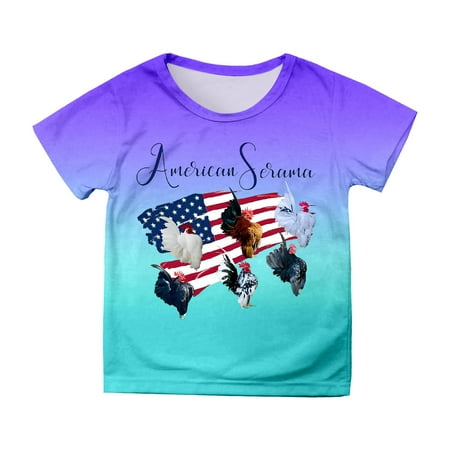 

Icvfdpl Child Shirts Independence Day Prints Short Sleeve Tops Clothes Beautiful And Elegant Style T Shirt