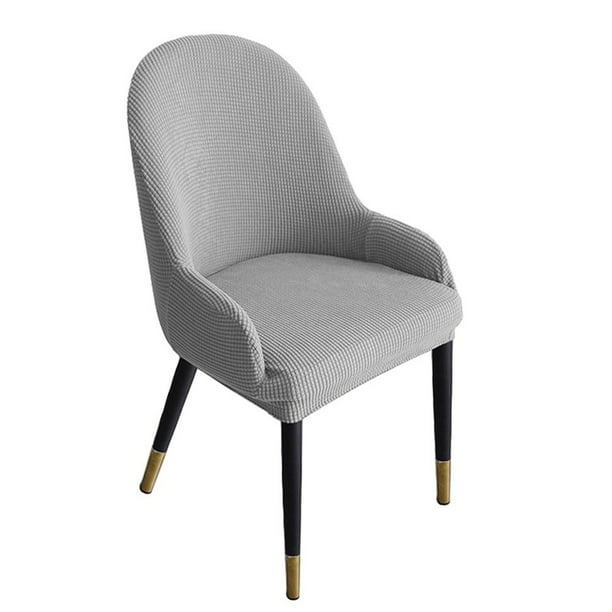 KDJ Velvet Semi-Circular Dining Chair Cover, Elastic Stretchable Curved Chair Slipcover, Polyester Spandex Blend, Anti-Wrinkle Anti-Pilling, Available in Khaki, Gray, Black, Navy Blue