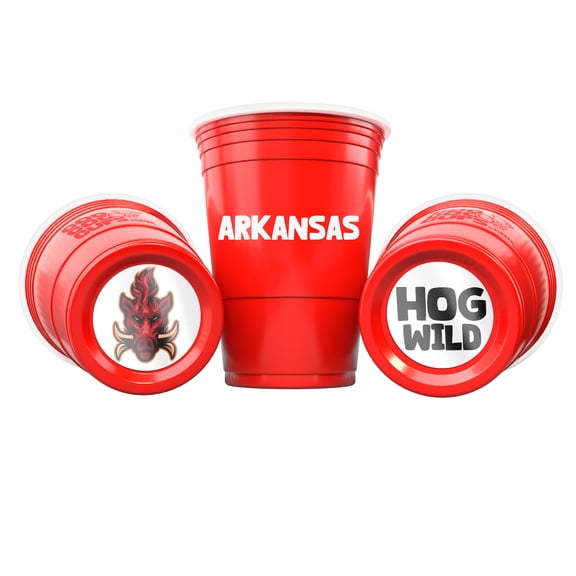 Arkansas Hog Wild & Fire Hog - Red 16 oz Party Cups (50 Count) by CooCoo Cups