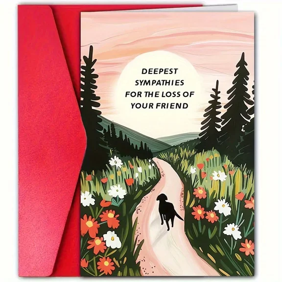 Deepest Sympathies Pet Loss Greeting Card – Comforting Message with Beautiful Nature Design – Envelope Included, Blank Inside – Perfect for Mourning a Beloved Dog or Cat