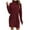 Wine, variant on qelini Turtleneck Dresses for Women Long Sleeve Solid Dropped Shoulder Mini Sweater Dress Winter Warm Dresses